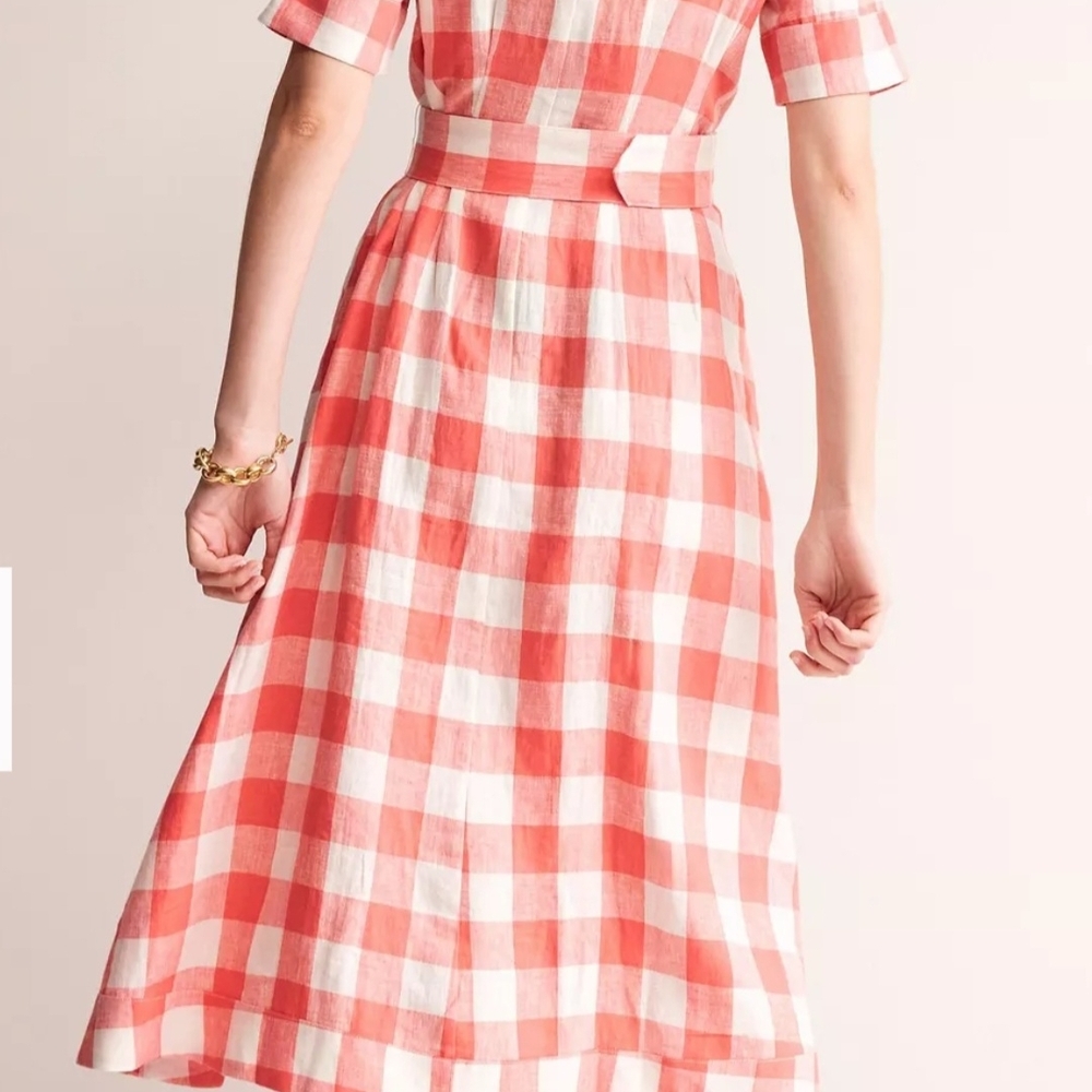 Boden Pink and White Gingham Maxi Shirt Dress - Picture 2 of 7